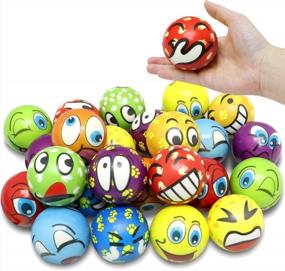 img 4 attached to 24 Funny Face Squeeze Balls Bulk - VCOSTORE 2.5 Inch Stress Relief Toys For Kids Party Favors & Office Props