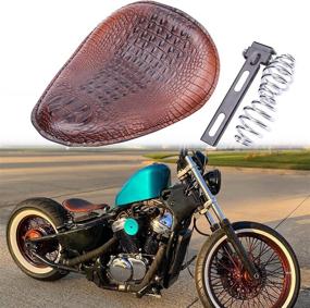 img 1 attached to 🏍️ High-Quality Solo Motorcycle Seat in Brown with Matching Spring and Bracket Base Set for Honda Shadow Spirit ACE VT 1100 750