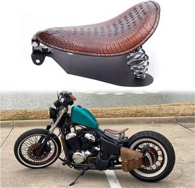 img 3 attached to 🏍️ High-Quality Solo Motorcycle Seat in Brown with Matching Spring and Bracket Base Set for Honda Shadow Spirit ACE VT 1100 750