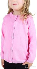 img 2 attached to 👧 GSVIBK Girls Cotton Cardigan - Long Sleeve Buttoned Sweater for Kids, Crew Neck Uniform Cardigans for Girls