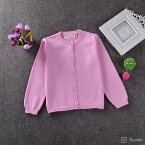 img 3 attached to 👧 GSVIBK Girls Cotton Cardigan - Long Sleeve Buttoned Sweater for Kids, Crew Neck Uniform Cardigans for Girls