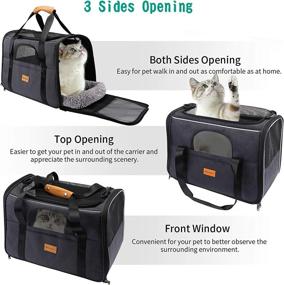 img 3 attached to Airline Approved Cat and Dog Carrier: Portable Pet Travel Bag with Adjustable Strap, Soft Cushion, and Foldable Bowl for Small Dogs, Puppies, and Cats up to 15lbs