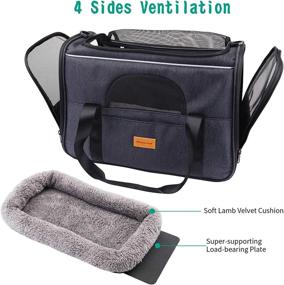 img 2 attached to Airline Approved Cat and Dog Carrier: Portable Pet Travel Bag with Adjustable Strap, Soft Cushion, and Foldable Bowl for Small Dogs, Puppies, and Cats up to 15lbs