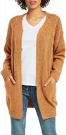 futurino women's knit cardigan - stay warm in style with chunky open front outwear covering featuring handy pockets logo