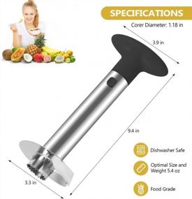 img 3 attached to AUBENR Premium Pineapple Corer And Slicer Tool - Sharp Pineapple Cutter With Serrated Tips - Easy To Use And Clean - Stainless Steel Core Remover For Pineapple - Core Fruits With Ease(Black)