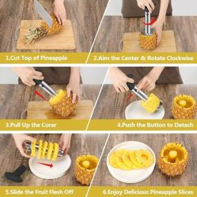 img 1 attached to AUBENR Premium Pineapple Corer And Slicer Tool - Sharp Pineapple Cutter With Serrated Tips - Easy To Use And Clean - Stainless Steel Core Remover For Pineapple - Core Fruits With Ease(Black)