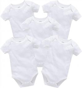 img 4 attached to Soft And Breathable Baby Bodysuits - 3 Pack Short Sleeve 100% Cotton Solid Colors For Boys And Girls (0-24M)