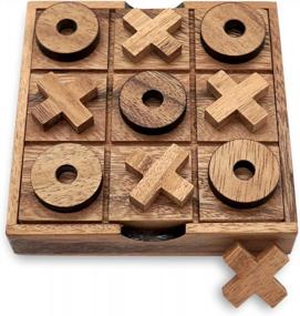 img 4 attached to BSIRI Tic Tac Toe Wooden Board Game Table Toy Player Room Decor Tables Family XOXO Decorative Pieces Adult Rustic Kids Play Travel Backyard Discovery Night Level Drinking Romantic Decorations