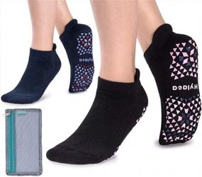img 4 attached to Unisex Non Slip Grip Socks For Yoga, Hospital, Pilates, Barre Ankle - Cushioned Anti-Slip Protection