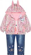adorable baby & toddler girls' outfit set: leather hoodie, lace t-shirt & denim jeans by peacolate logo