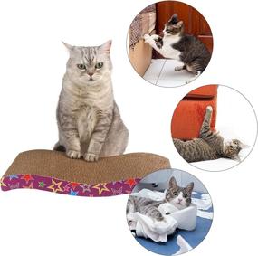 img 2 attached to FOKICOS 3-Piece Cat Scratchers Set - Durable Cat Scratch Pad Lounger Sofa Bed with Carton (W 5PCS)