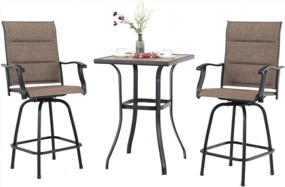img 4 attached to Upgrade Your Outdoor Bar With PHI VILLA Swivel Bar Stools Set - All-Weather And Comfortable