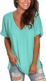 img 3 attached to Women'S Casual V-Neck Tunic Tops: Loose Short Sleeve Shirts For Summer By Liher