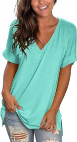 img 4 attached to Women'S Casual V-Neck Tunic Tops: Loose Short Sleeve Shirts For Summer By Liher