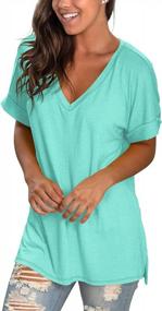 img 2 attached to Women'S Casual V-Neck Tunic Tops: Loose Short Sleeve Shirts For Summer By Liher