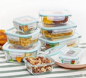 img 1 attached to Vtopmart Glass Food Storage Containers with Locking Lids - Set of 8, Airtight Glass Meal Prep Containers for Microwave, Oven, Freezer, and Dishwasher