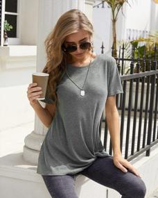 img 1 attached to Twist Knot Casual Tunic Tee: Loose Women'S Crewneck Short Sleeve Top For Summer Blouses And Shorts