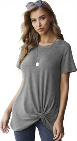 img 4 attached to Twist Knot Casual Tunic Tee: Loose Women'S Crewneck Short Sleeve Top For Summer Blouses And Shorts