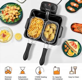 img 3 attached to ARLIME Triple Basket Electric Deep Fryer Professional Grade, 5.3QT/21-Cup Deep Fryers With 3 Basket 1700W Stainless-Steel Home Fryer With Lid, Viewing Window & Adjustable Temperature Timer For Kitchen& Party Gathering (5.3 QT)
