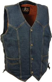 img 4 attached to 🧥 Men's Classic Side Lace Snap Front Vest in Black Denim by Milwaukee Leather (DM1315)