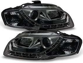 img 1 attached to Smoked DRL Daytime LED Strip Projector Headlights For 06-08 Audi A4 B7 Sport Sedan - Left + Right