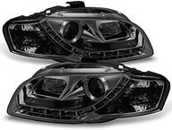 smoked drl daytime led strip projector headlights for 06-08 audi a4 b7 sport sedan - left + right logo