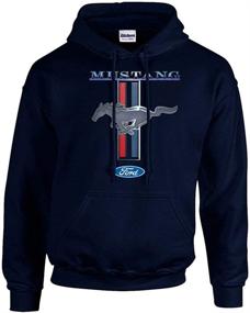 img 4 attached to Ford Mustang Pony Unisex Hooded Sweatshirt: Logo Hoodie, Performance Racing Car, Muscle Car - Black, Small