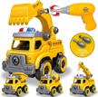 4-in-1 take apart car toys for boys & girls ages 3 to 8 - diy engineering construction truck toy vehicle set! logo