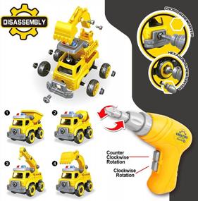 img 3 attached to 4-In-1 Take Apart Car Toys For Boys & Girls Ages 3 To 8 - DIY Engineering Construction Truck Toy Vehicle Set!