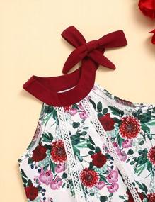 img 2 attached to Stylish 3-Piece Clothing Set For Toddler Girls: Floral Camisole Top With Ruffle Lace, Flower Shorts, And Sun Hat