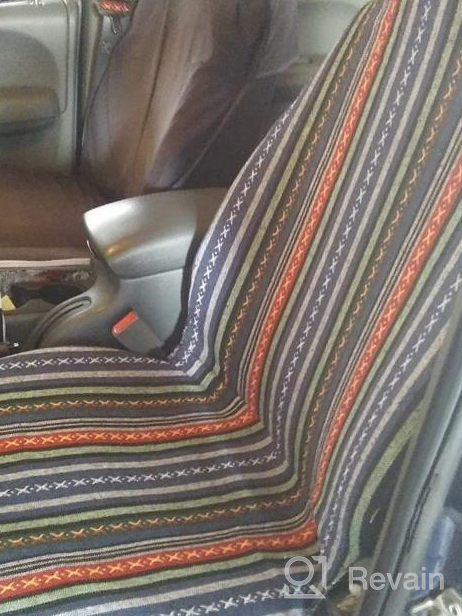 img 1 attached to Multi-Color Baja Stripe Woven Car Seat Covers With 4-Piece Universal Fit And Seat Belt Pad - Ideal For Car, SUV, And Truck Protection By Copap review by Jonathan Arroyo