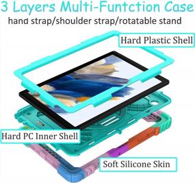 img 2 attached to Protect Your Samsung Galaxy Tab A8 10.5 With BMOUO'S Shockproof Turquoise Case - Includes Swivel Stand And Straps For Hands-Free Convenience!