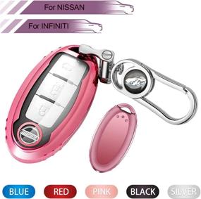 img 4 attached to 🔑 TPU Key Fob Cover for Nissan Infiniti - Pink | All-Around Protector Plating Shell for Keyless Smart Remote Key of Nissan Aitime Rogue Sentra Maxima Murano Pathfinder Sedan Infiniti