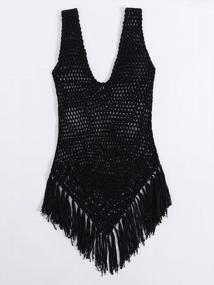 img 3 attached to Women'S Crochet Tassel Bikini Cover Up Swimsuit Beach Dress Bathing Suit