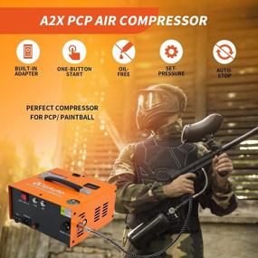 img 3 attached to TOAUTO A2X Upgraded PCP Air Compressor, One Button Start, Auto-Stop, Portable 4500Psi/30Mpa, Oil/Water-Free, HPA Compressor For Paintball/PCP Air Rifle/Scuba Tank,Powered By Home 110VAC Or Car 12VDC
