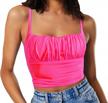 ruched sleeveless corset tank top with strappy bustier design for women's cheap online shopping logo