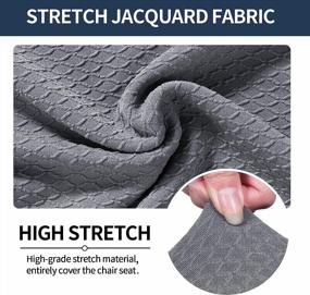 img 1 attached to 4-Pack Light Grey Smiry Stretch Jacquard Chair Seat Covers - Removable, Washable Anti-Dust Dining Room Protector Slipcovers.