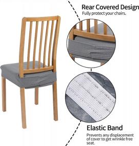 img 2 attached to 4-Pack Light Grey Smiry Stretch Jacquard Chair Seat Covers - Removable, Washable Anti-Dust Dining Room Protector Slipcovers.