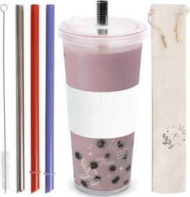 img 4 attached to 🥤 Milk N' Pearls Leak-Proof Reusable Boba Cup - Easy-to-Clean Smoothie Cup - Double-Walled Bubble Tea Cup - 24 Oz Boba Cups With Lids and Straw - Enhancing SEO