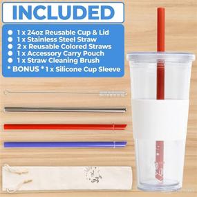 img 3 attached to 🥤 Milk N' Pearls Leak-Proof Reusable Boba Cup - Easy-to-Clean Smoothie Cup - Double-Walled Bubble Tea Cup - 24 Oz Boba Cups With Lids and Straw - Enhancing SEO