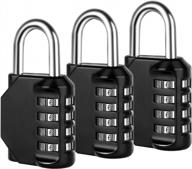 set of 3 4-digit combination padlocks - ideal for school lockers, gym gear, fences, toolboxes, cabinets & storage cases логотип
