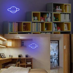 img 1 attached to Illuminate Your Space With Planet Neon Light Signs - Blue LED Wall Decor For Any Occasion!
