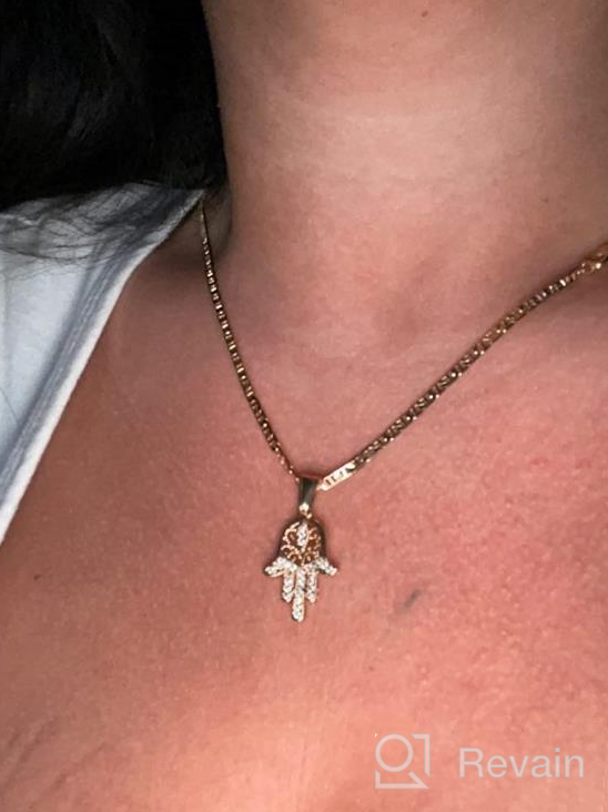 img 1 attached to Flat Mariner/Marina 060 3MM Chain Necklace With 💛 Hamsa Hand Pendant - 18K Gold Plated by Barzel review by John Walker