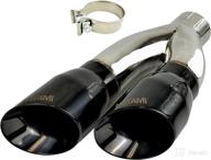 🚗 netami 3-inch inlet dual exhaust tip stainless steel with angle cut 3 to 4-inch black chrome clamp-on logo