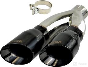 img 4 attached to 🚗 NETAMI 3-Inch Inlet Dual Exhaust Tip Stainless Steel with Angle Cut 3 to 4-Inch Black Chrome Clamp-on