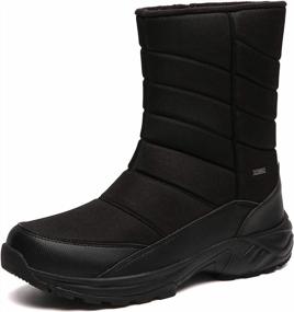 img 4 attached to Men'S Winter Snow Boots: SILENTCARE Mid-Calf Fur Warm Waterproof Slip On Outdoor Athletic Shoes.