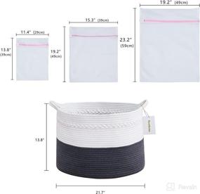 img 3 attached to 🧺 Large Cotton Rope Storage Basket with Handles and 3 Laundry Bags - Baby Laundry Woven Basket - 21.7 x 21.7 x 13.8 Inch - Nursery Toy Basket - Bedroom Living Room Floor Blanket Basket - 87L