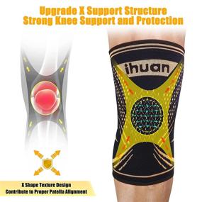 img 2 attached to ihuan 2 Pack Copper Knee Braces with Knee Compression Sleeves for Knee Pain and Injury Recovery, Meniscus Tears, ACL, Arthritis, Joint Pain, Knee Support for Gym, Sports, Weightlifting, Running - Suitable for Women and Men