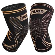 ihuan 2 pack copper knee braces with knee compression sleeves for knee pain and injury recovery, meniscus tears, acl, arthritis, joint pain, knee support for gym, sports, weightlifting, running - suitable for women and men logo