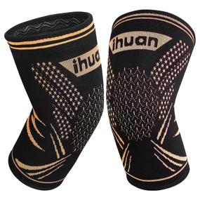 img 4 attached to ihuan 2 Pack Copper Knee Braces with Knee Compression Sleeves for Knee Pain and Injury Recovery, Meniscus Tears, ACL, Arthritis, Joint Pain, Knee Support for Gym, Sports, Weightlifting, Running - Suitable for Women and Men